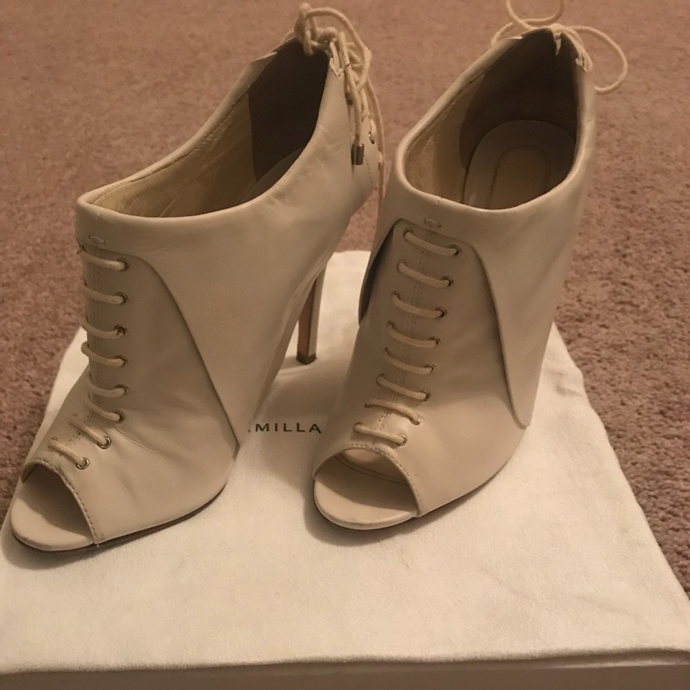 Camilla Skovgaard winter white peep toe booties